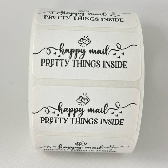 Happy mail sticker | pretty things inside sticker | shipping supplies 2in - Picture 2 of 6